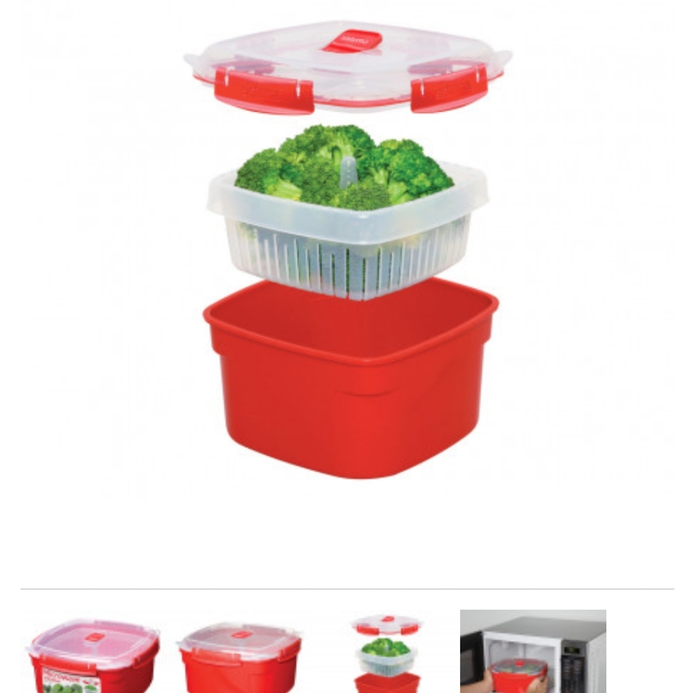 Red Sistema 3.2 L Microwave Steamer Microwavable Tupperware Bowl